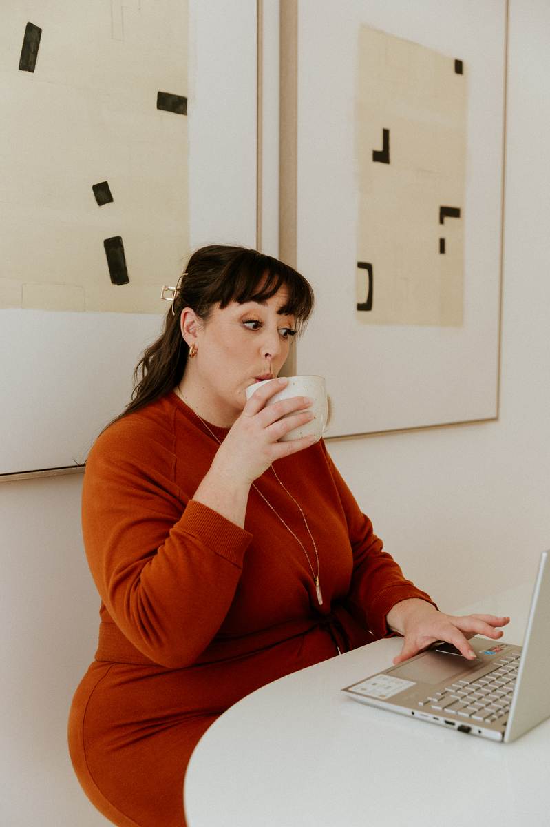 Nicole working with coffee